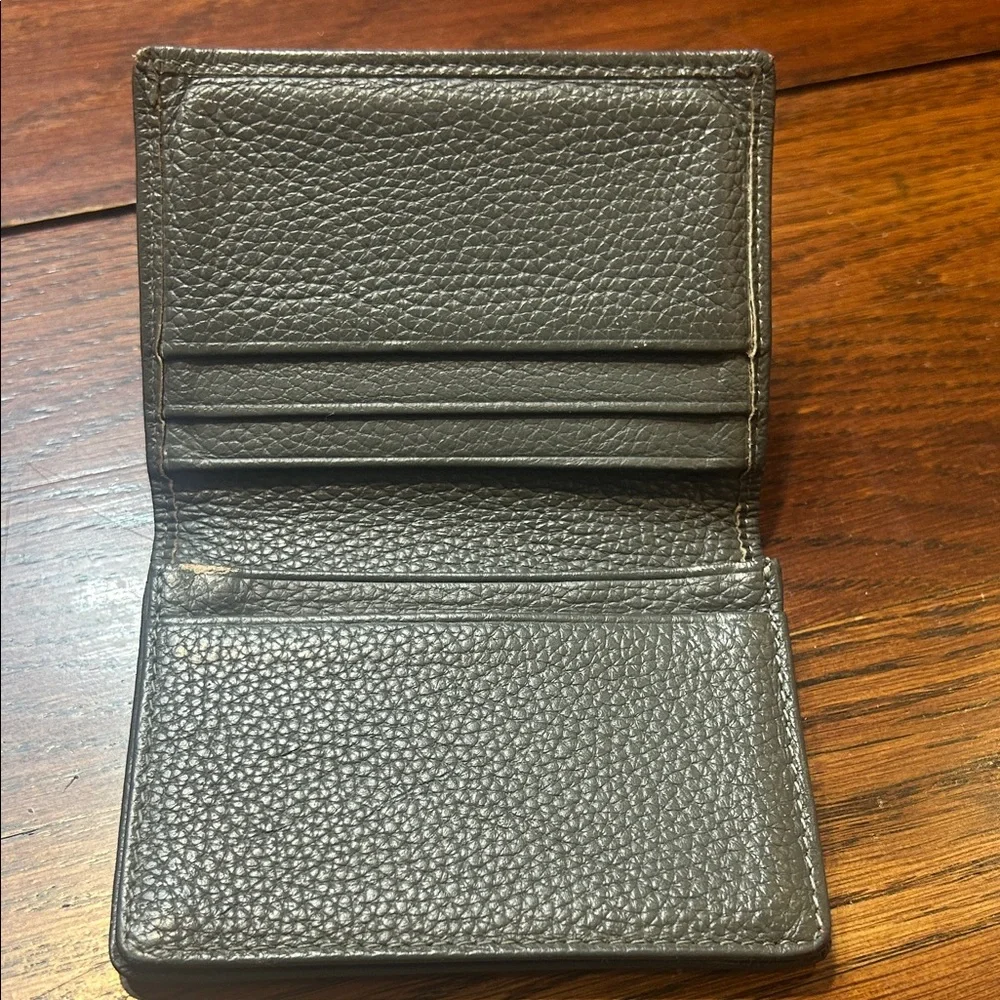 Gray pebbled Leather Card Wallet